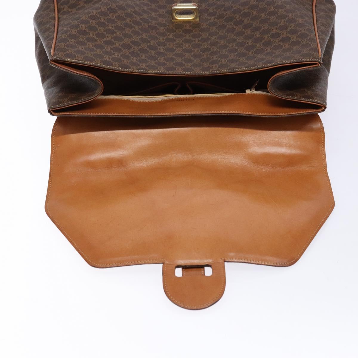 CELINE Macadam Canvas Hand Bag PVC Leather Brown Gold Auth bs28733