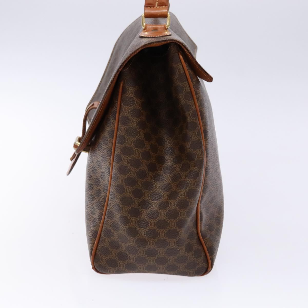 CELINE Macadam Canvas Hand Bag PVC Leather Brown Gold Auth bs28733