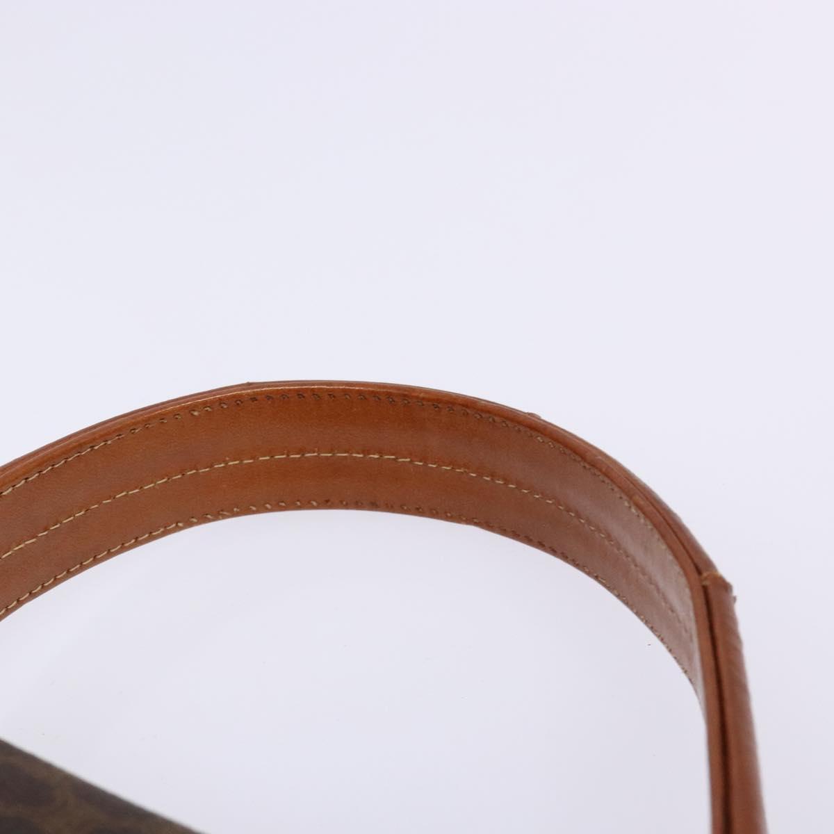 CELINE Macadam Canvas Hand Bag PVC Leather Brown Gold Auth bs28733