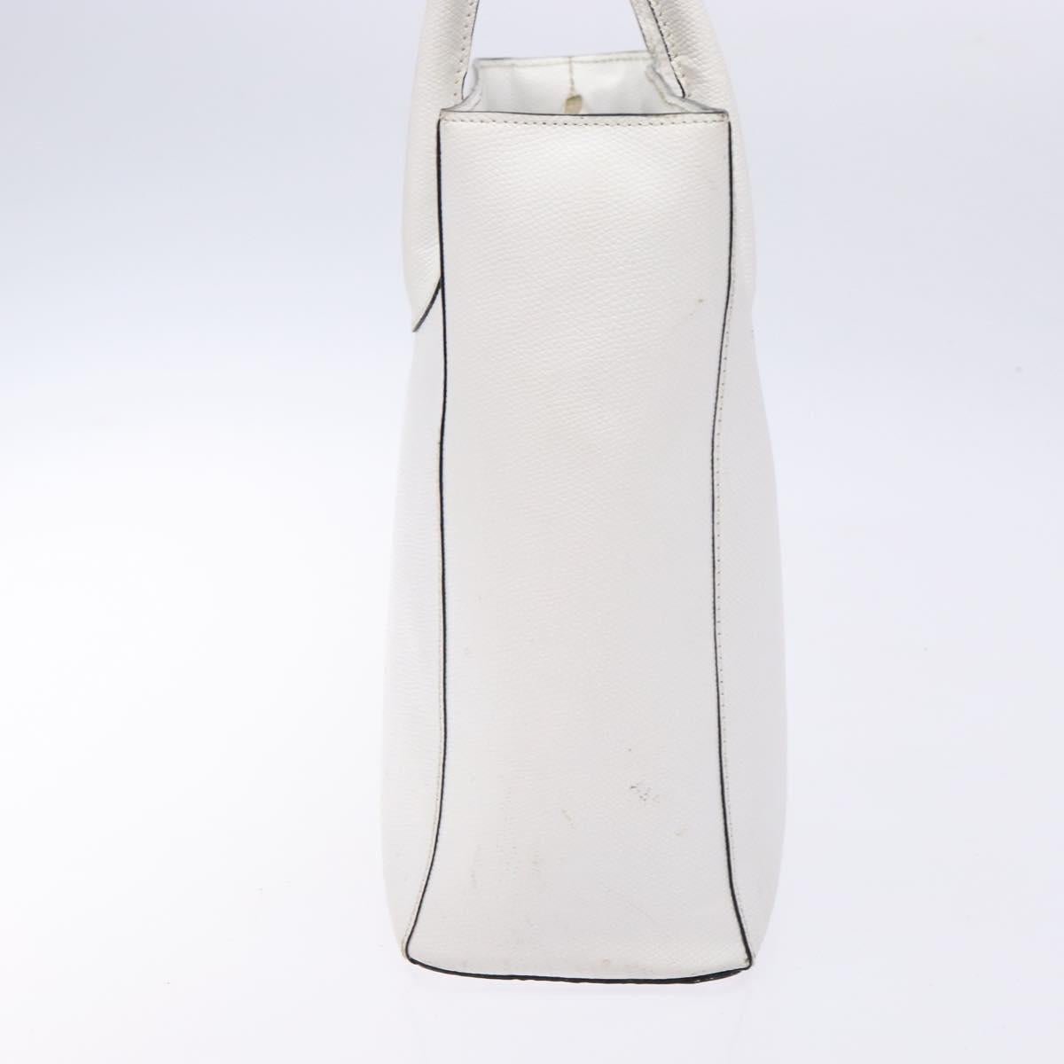 CELINE Hand Bag Leather White Gold Auth bs28734