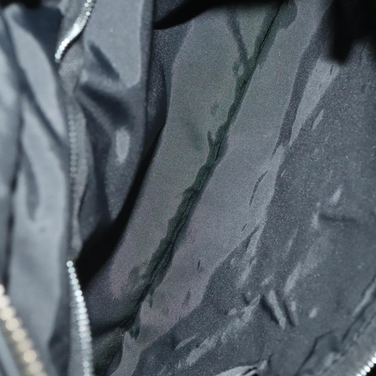 HERMES Acape Luco PM Hand Bag Nylon Black Silver Auth bs28738