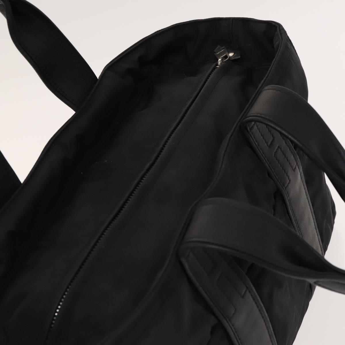 HERMES Acape Luco PM Hand Bag Nylon Black Silver Auth bs28738