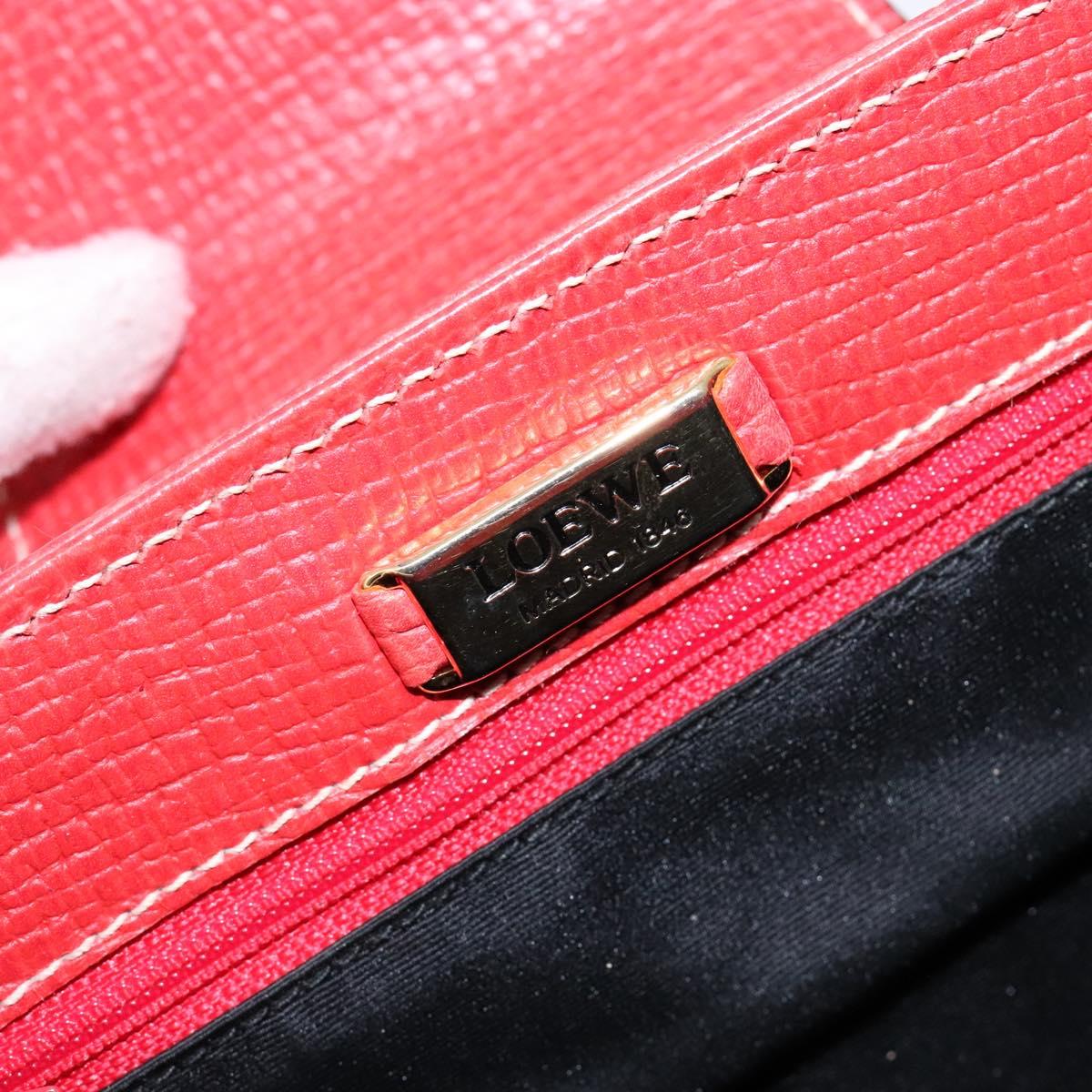 LOEWE Tote Bag Leather Red Gold Auth bs28739