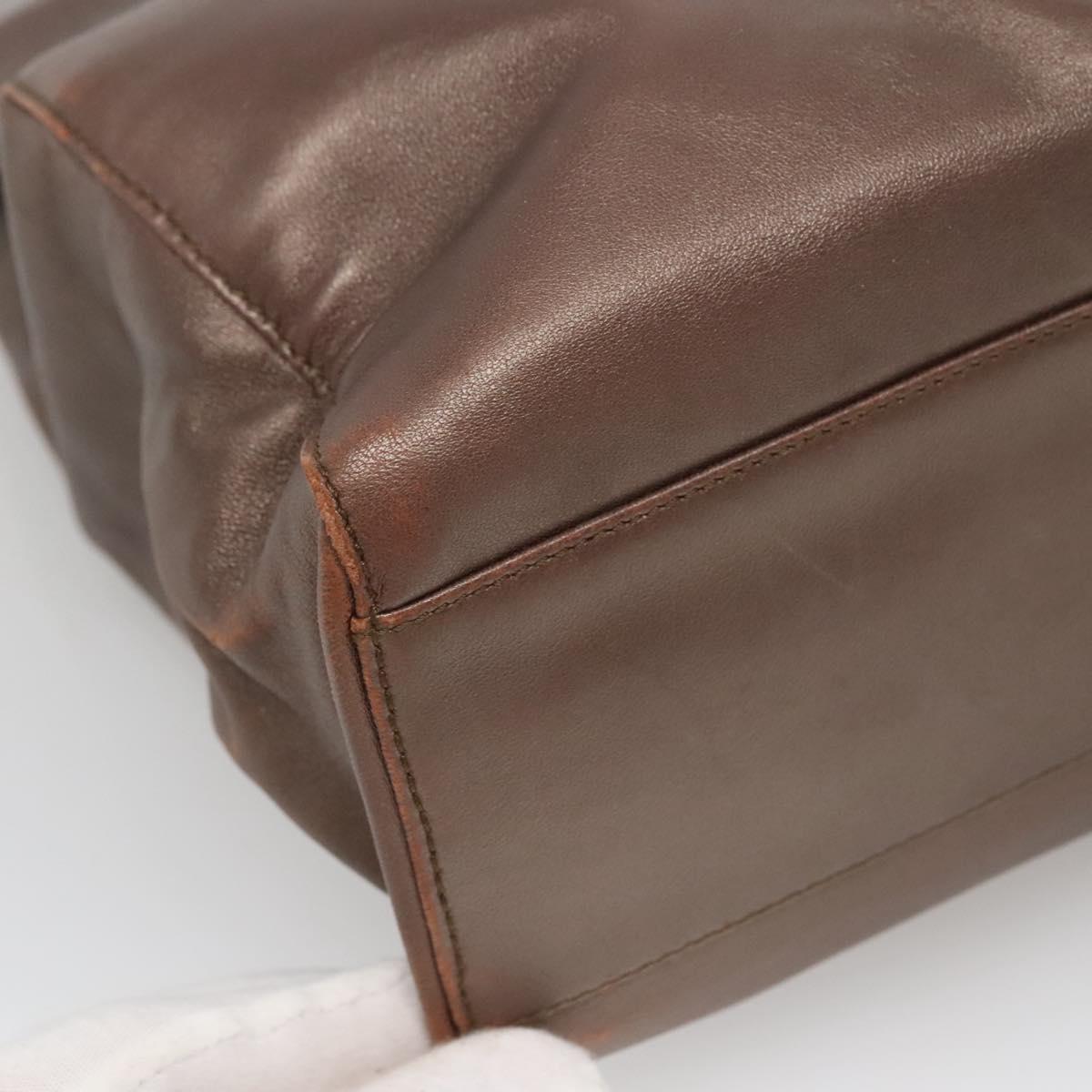 LOEWE Tote Bag Leather Brown Gold Auth bs28741