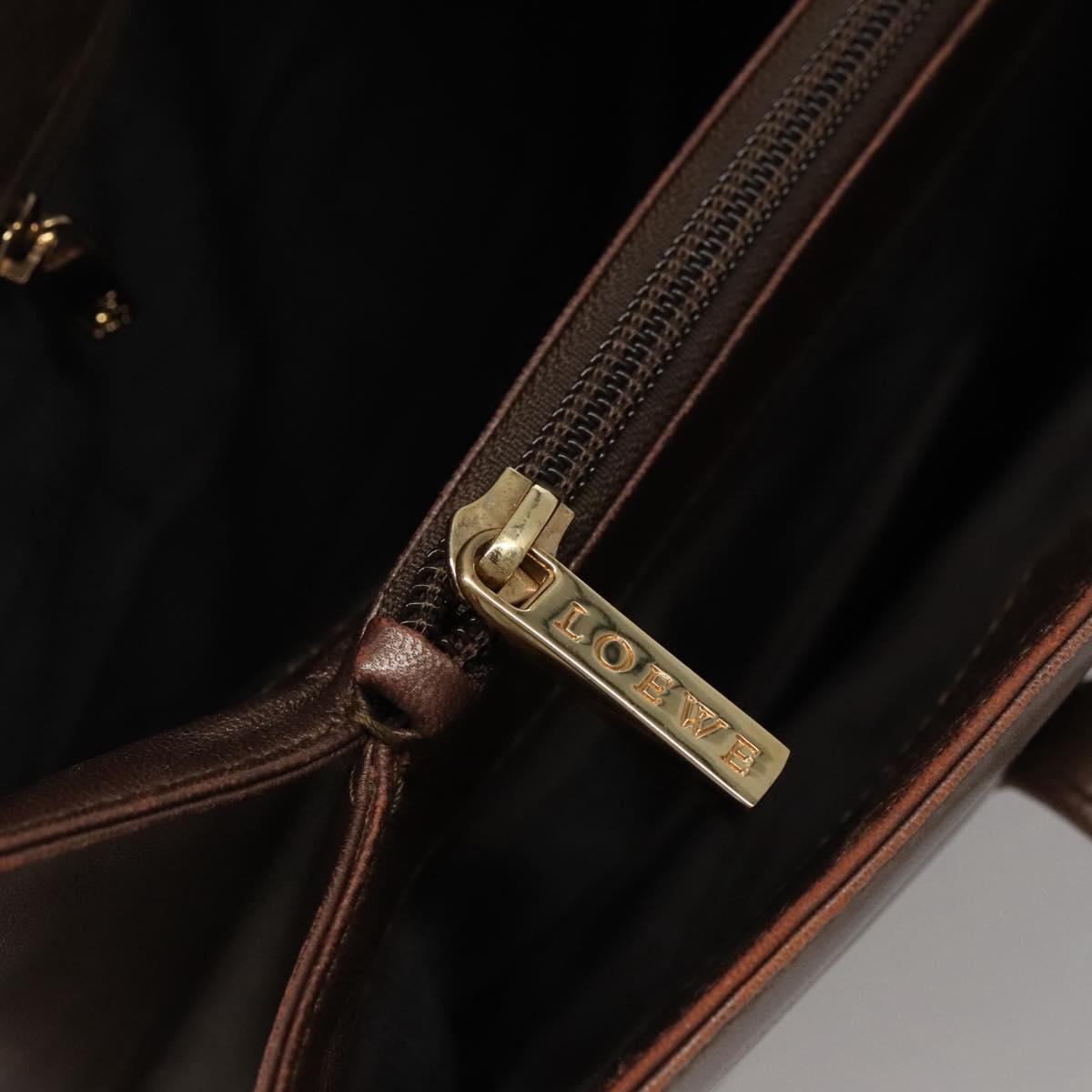 LOEWE Tote Bag Leather Brown Gold Auth bs28741