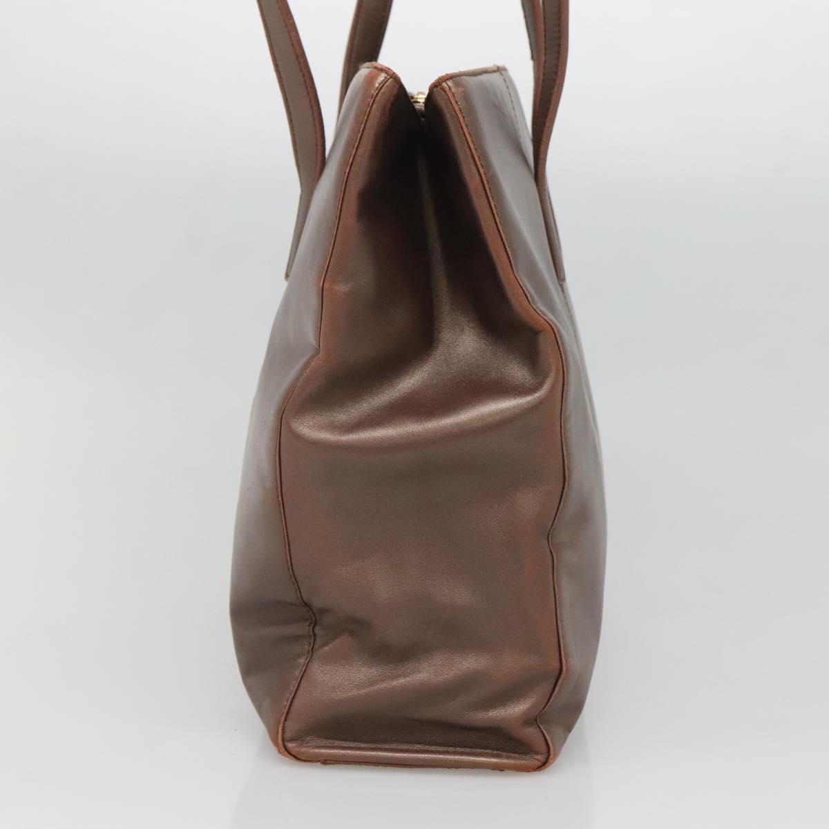 LOEWE Tote Bag Leather Brown Gold Auth bs28741
