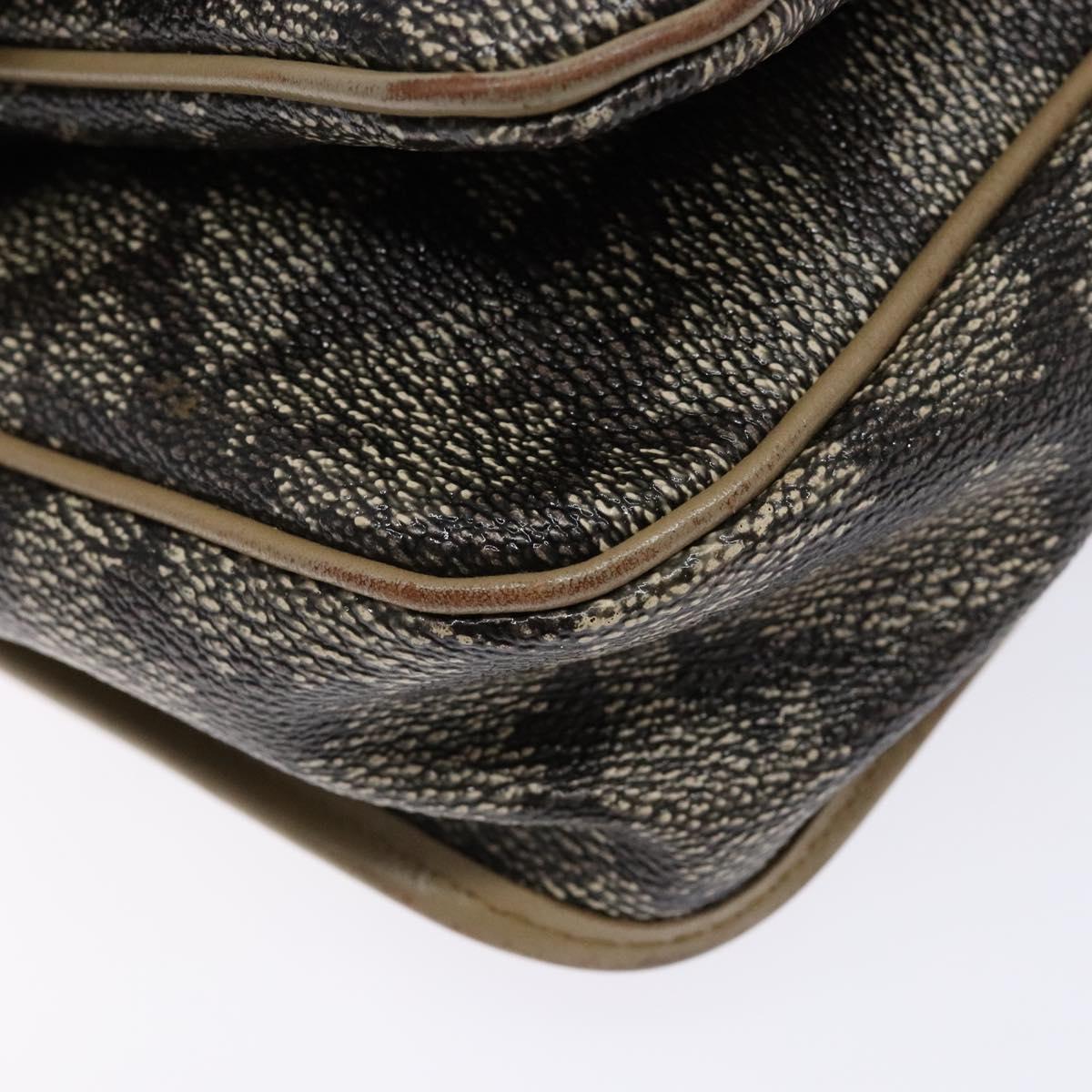 SAINT LAURENT Shoulder Bag PVC Leather Beige Gray Auth bs28744