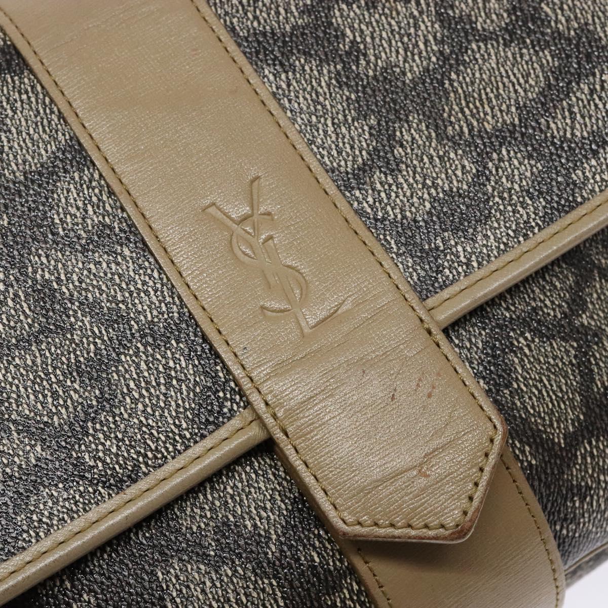 SAINT LAURENT Shoulder Bag PVC Leather Beige Gray Auth bs28744