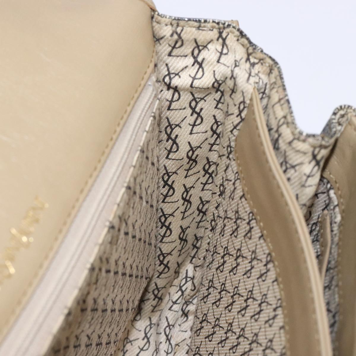 SAINT LAURENT Shoulder Bag PVC Leather Beige Gray Auth bs28744