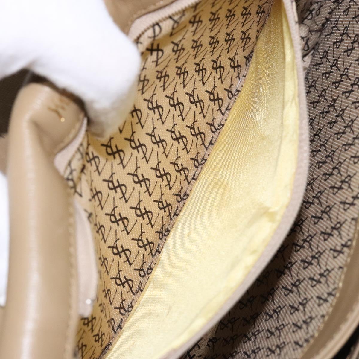 SAINT LAURENT Shoulder Bag PVC Leather Beige Gray Auth bs28744