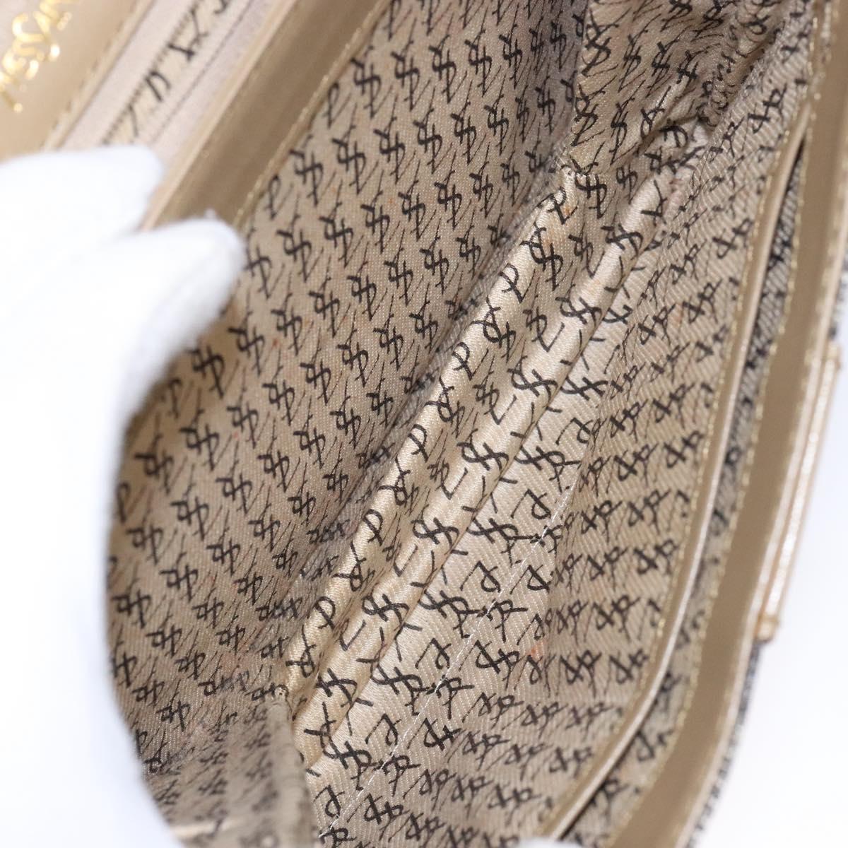 SAINT LAURENT Shoulder Bag PVC Leather Beige Gray Auth bs28744