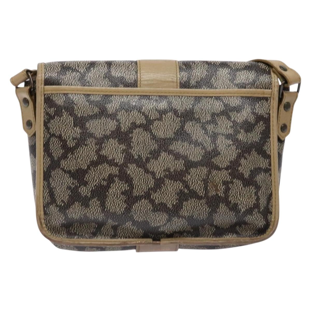 SAINT LAURENT Shoulder Bag PVC Leather Beige Gray Auth bs28744