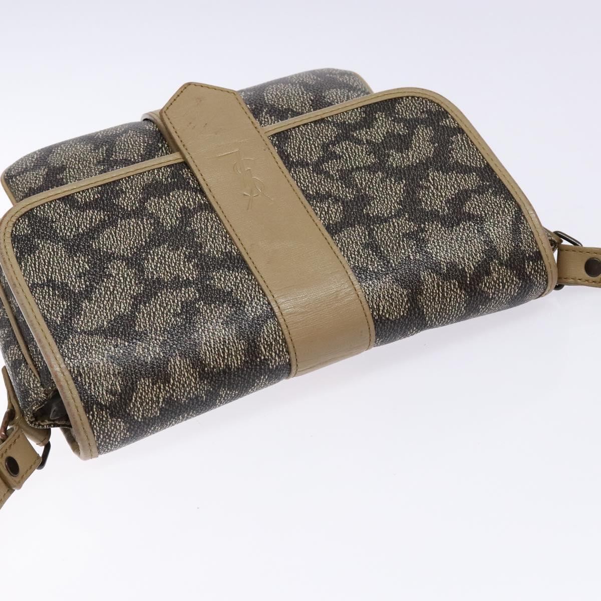 SAINT LAURENT Shoulder Bag PVC Leather Beige Gray Auth bs28744