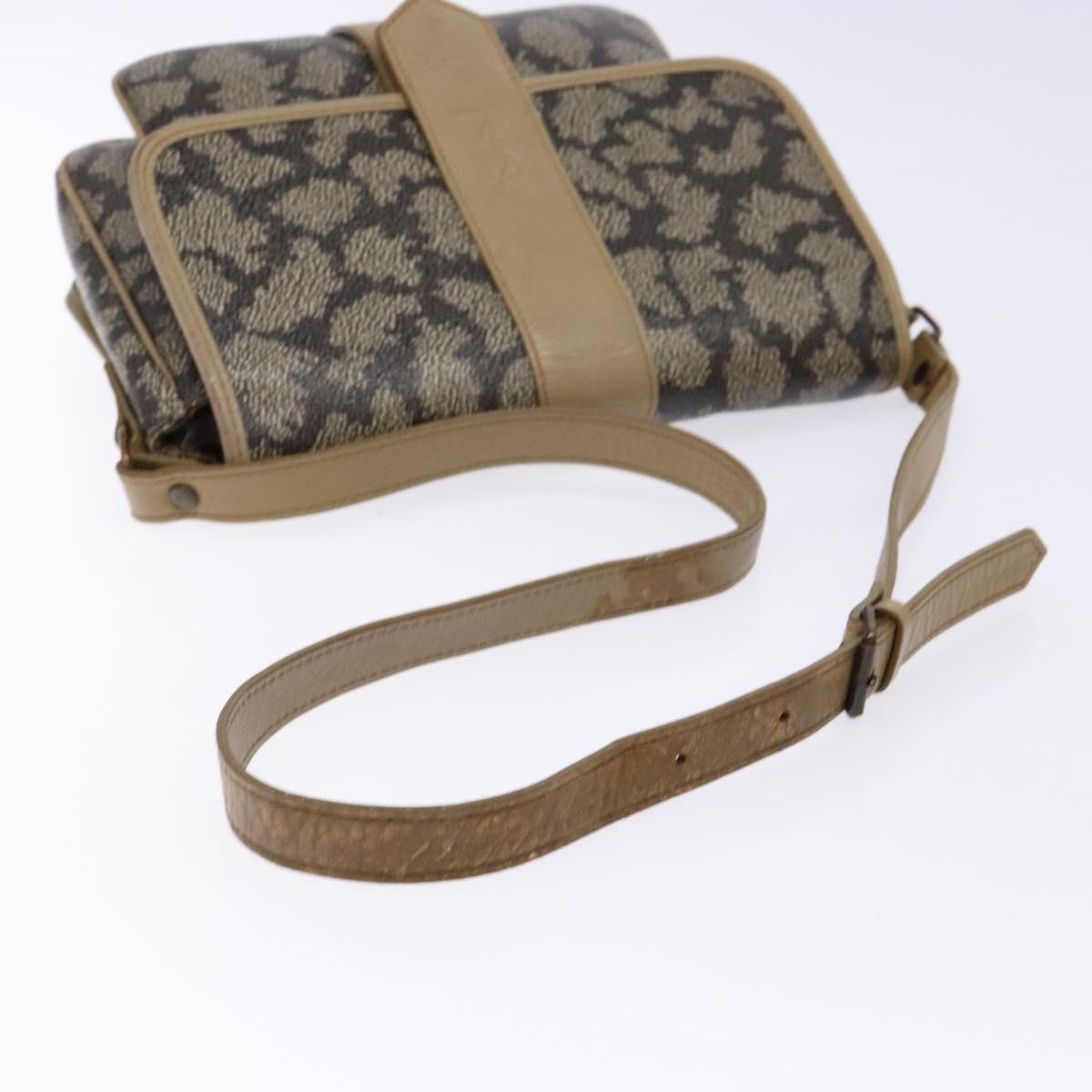 SAINT LAURENT Shoulder Bag PVC Leather Beige Gray Auth bs28744