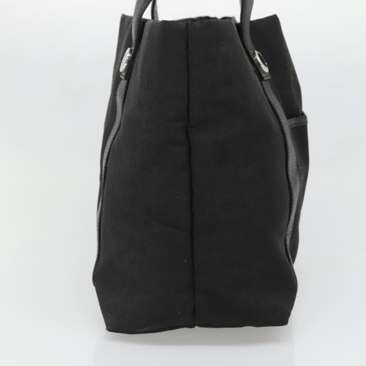 BVLGARI Logo Mania Tote Bag Canvas Black Silver Auth bs28748