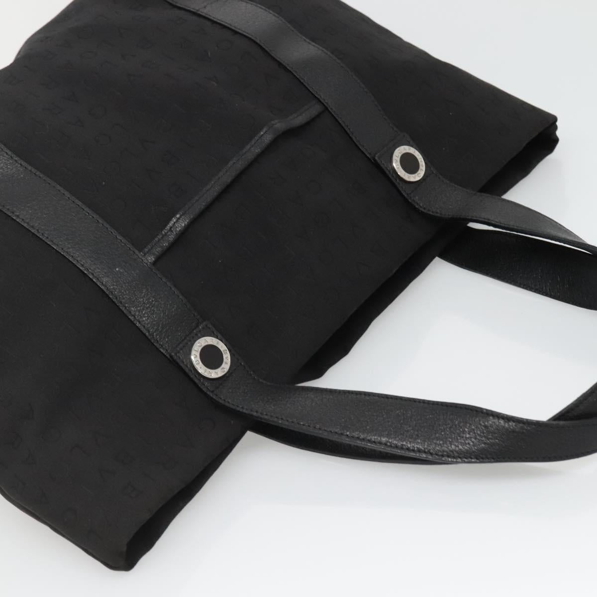 BVLGARI Logo Mania Tote Bag Canvas Black Silver Auth bs28748