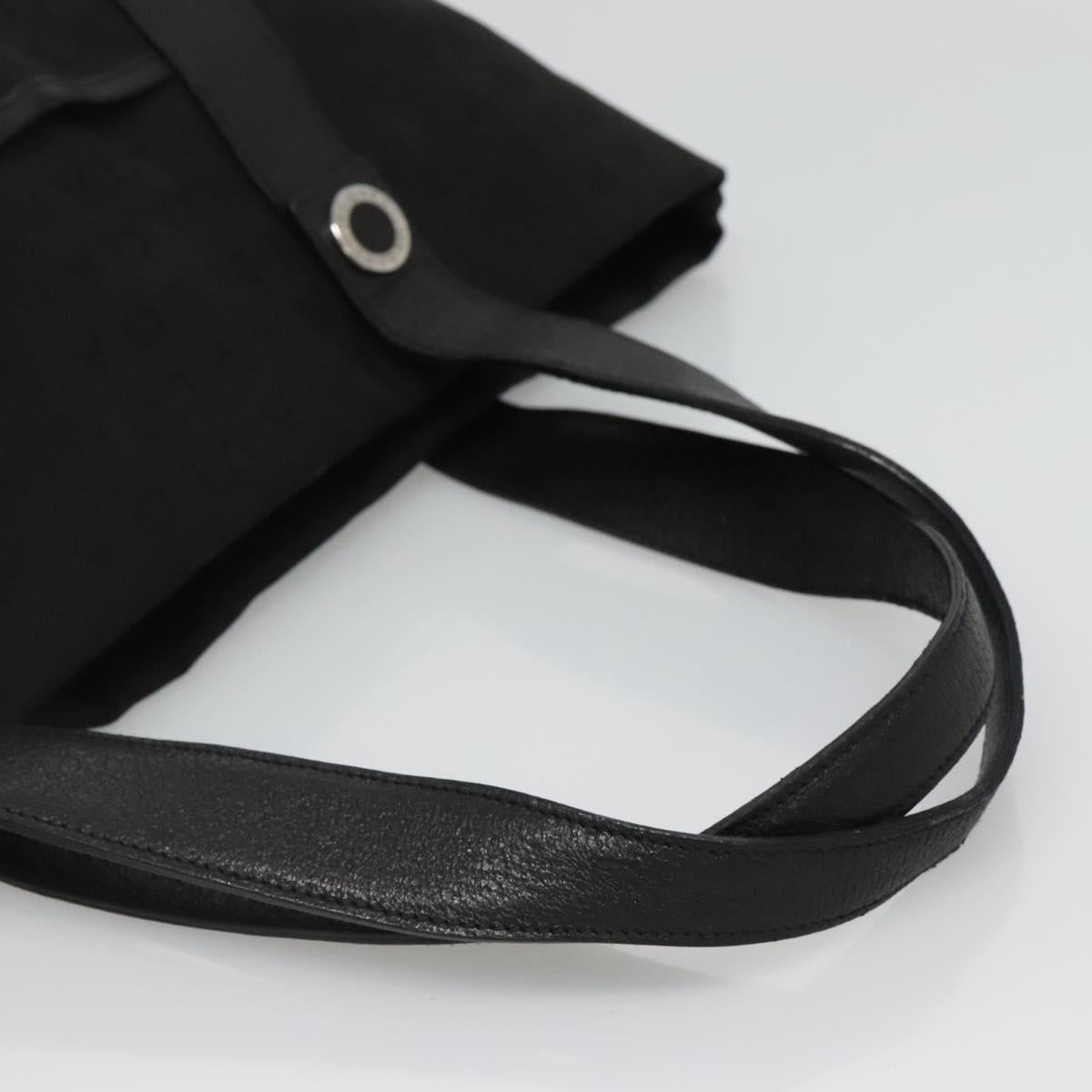 BVLGARI Logo Mania Tote Bag Canvas Black Silver Auth bs28748