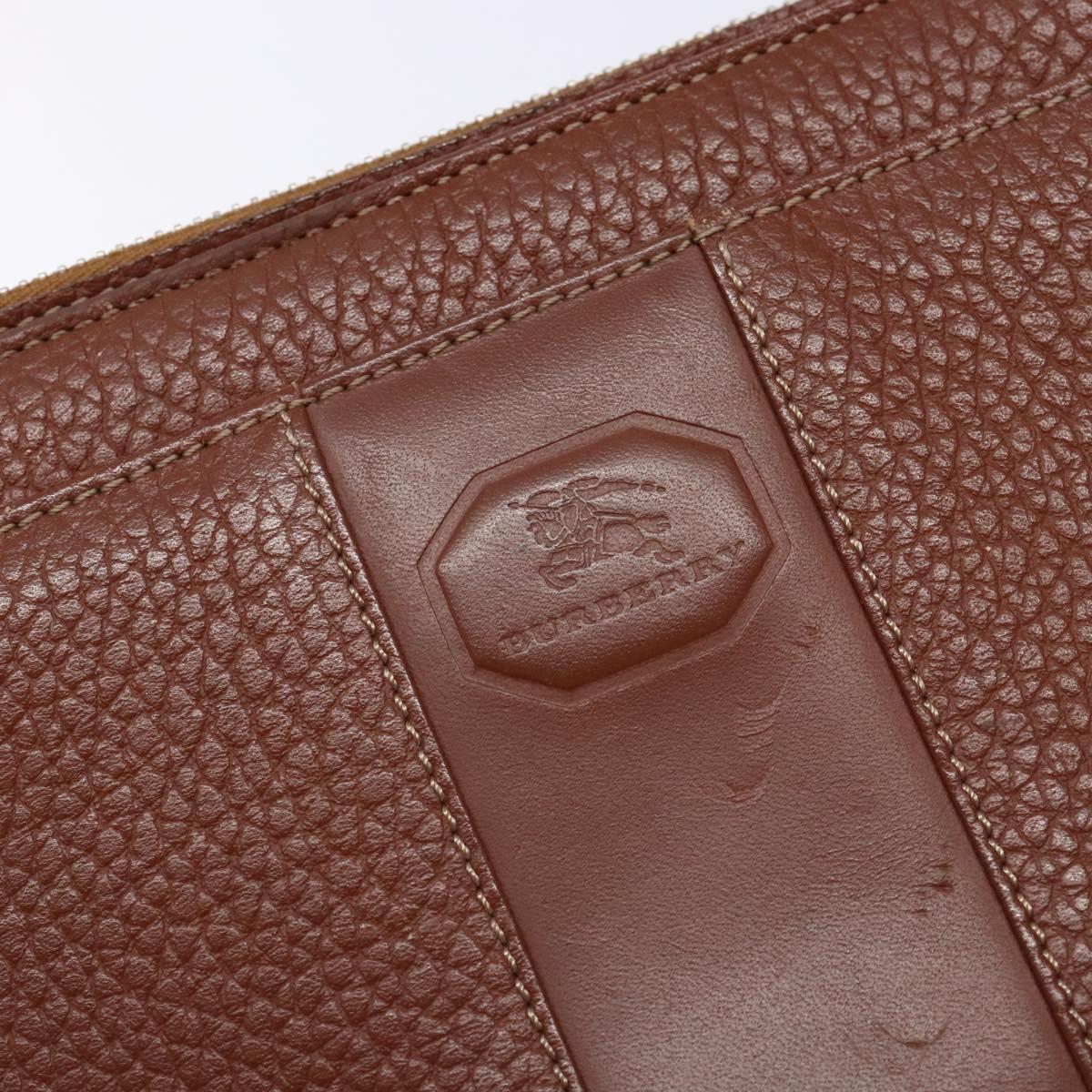 BURBERRY Clutch Bag Leather Brown Gold Auth bs28752