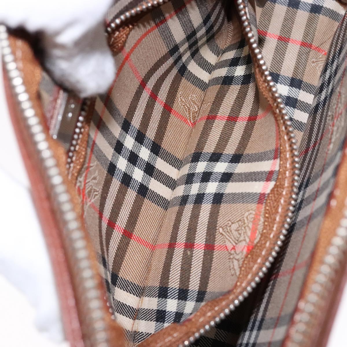 BURBERRY Clutch Bag Leather Brown Gold Auth bs28752