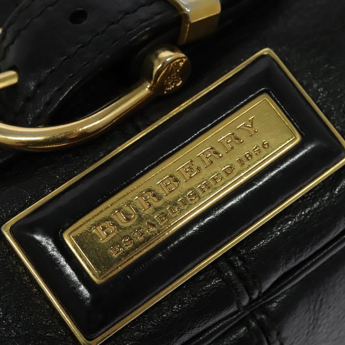 BURBERRY Shoulder Bag Leather Black Gold Auth bs28753