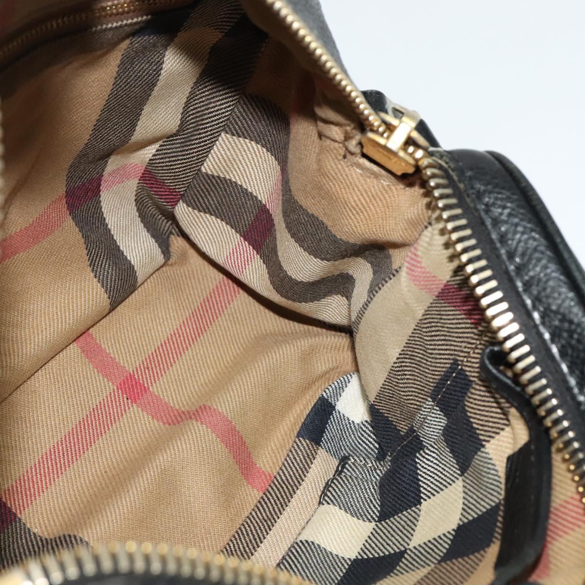 BURBERRY Shoulder Bag Leather Black Gold Auth bs28753