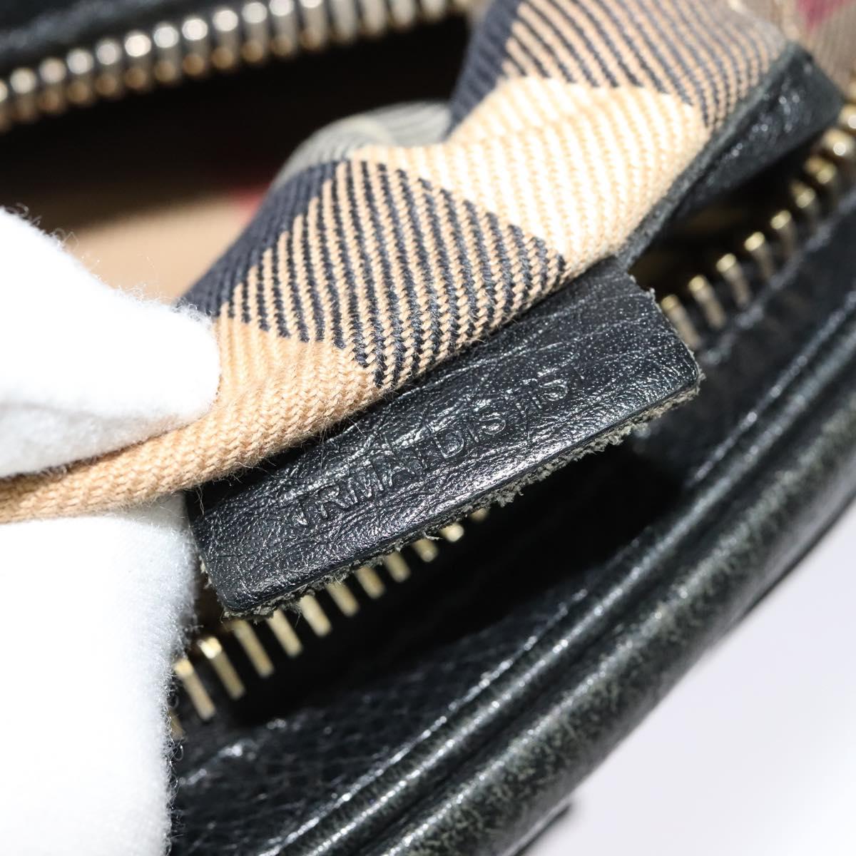 BURBERRY Shoulder Bag Leather Black Gold Auth bs28753
