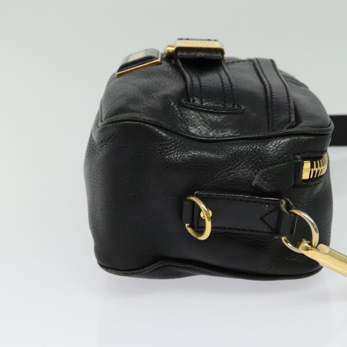 BURBERRY Shoulder Bag Leather Black Gold Auth bs28753