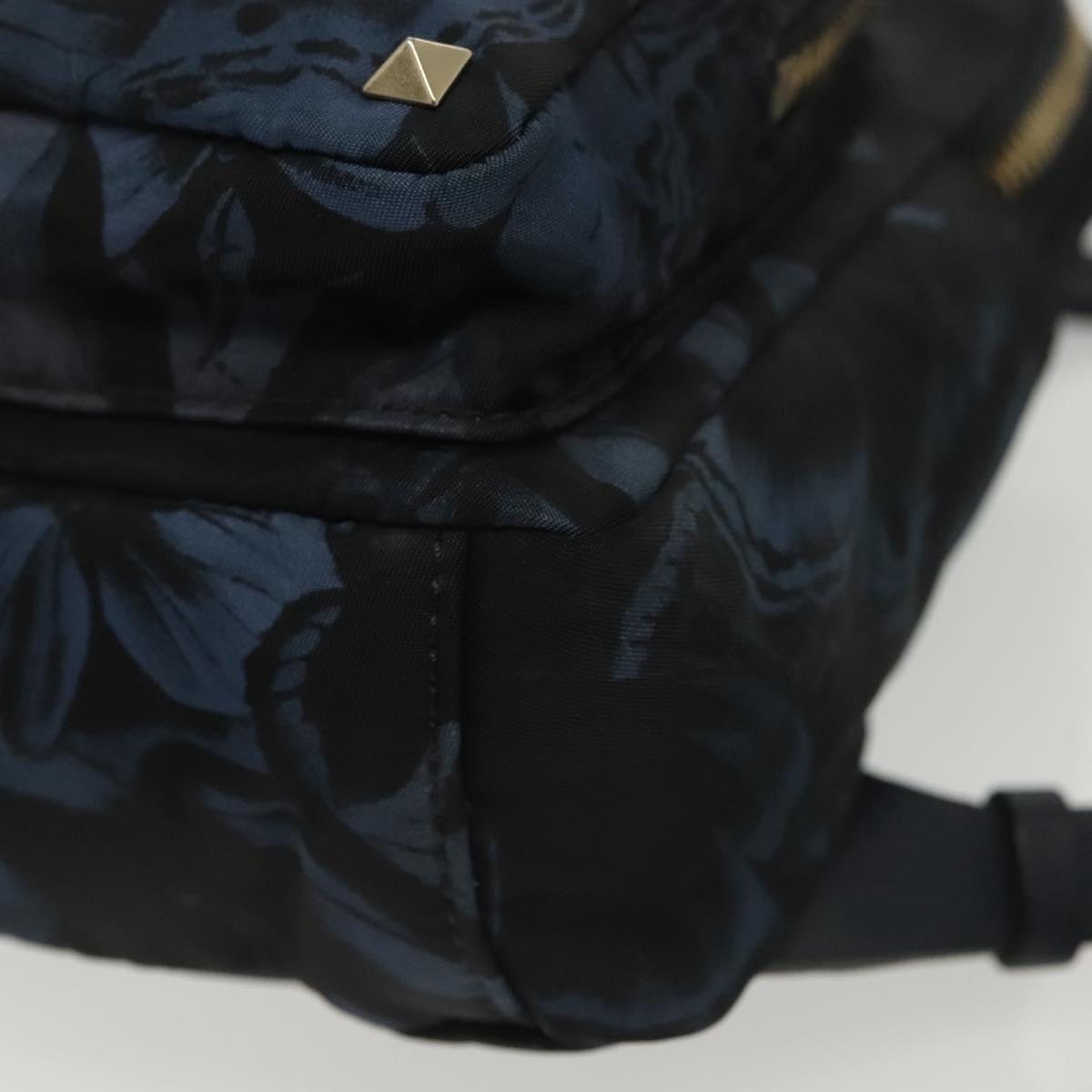 VALENTINO Backpack Nylon Leather Navy Silver Auth bs28757