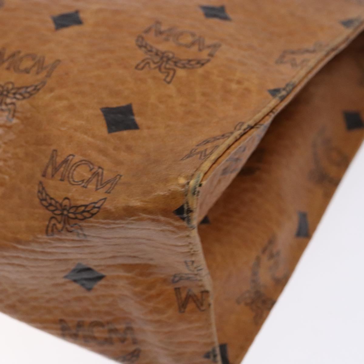 MCM Logogram Vicetos Clutch Bag PVC Leather Brown Gold Auth bs28761