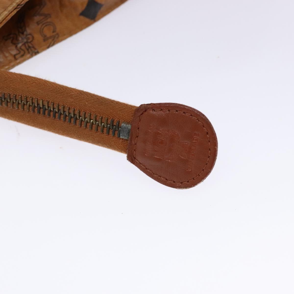 MCM Logogram Vicetos Clutch Bag PVC Leather Brown Gold Auth bs28761