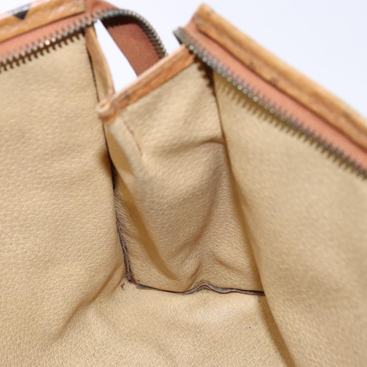 MCM Logogram Vicetos Clutch Bag PVC Leather Brown Gold Auth bs28761