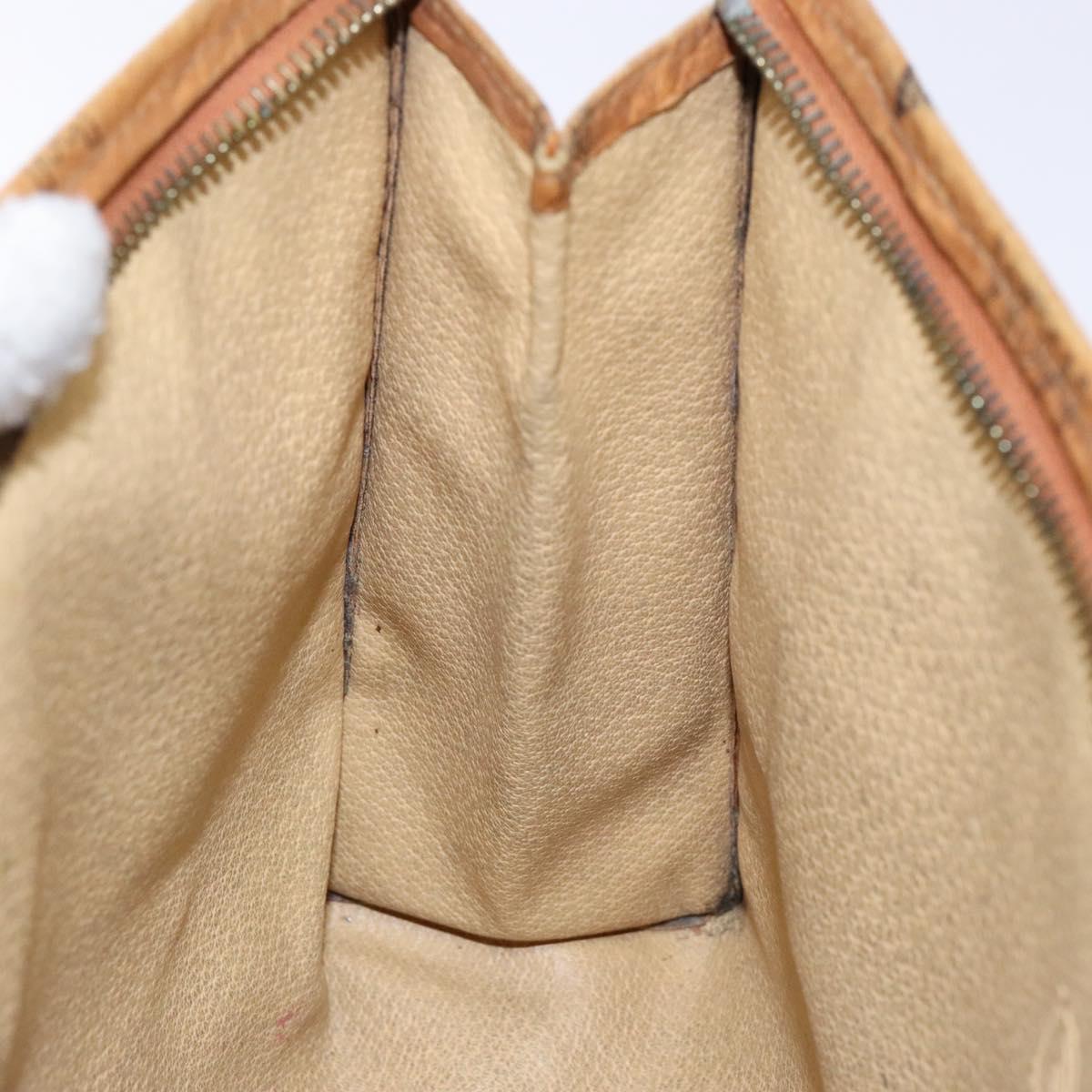 MCM Logogram Vicetos Clutch Bag PVC Leather Brown Gold Auth bs28761