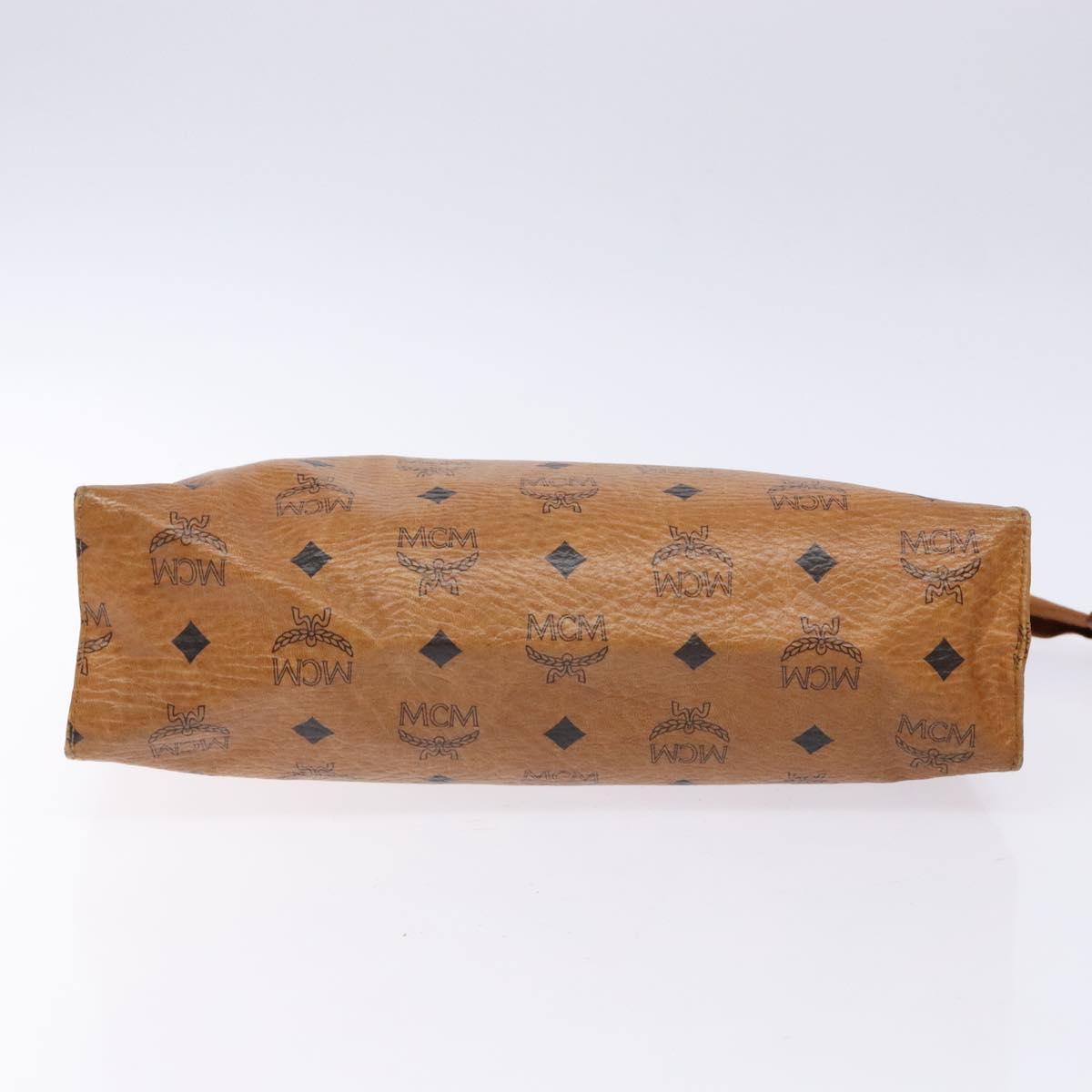 MCM Logogram Vicetos Clutch Bag PVC Leather Brown Gold Auth bs28761