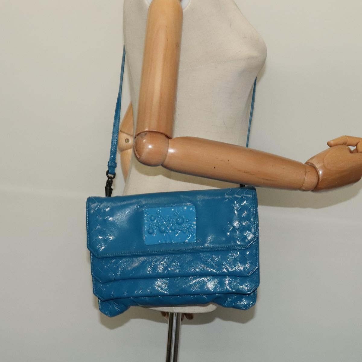BOTTEGA VENETA INTRECCIATO Shoulder Bag Leather Blue Auth bs28779