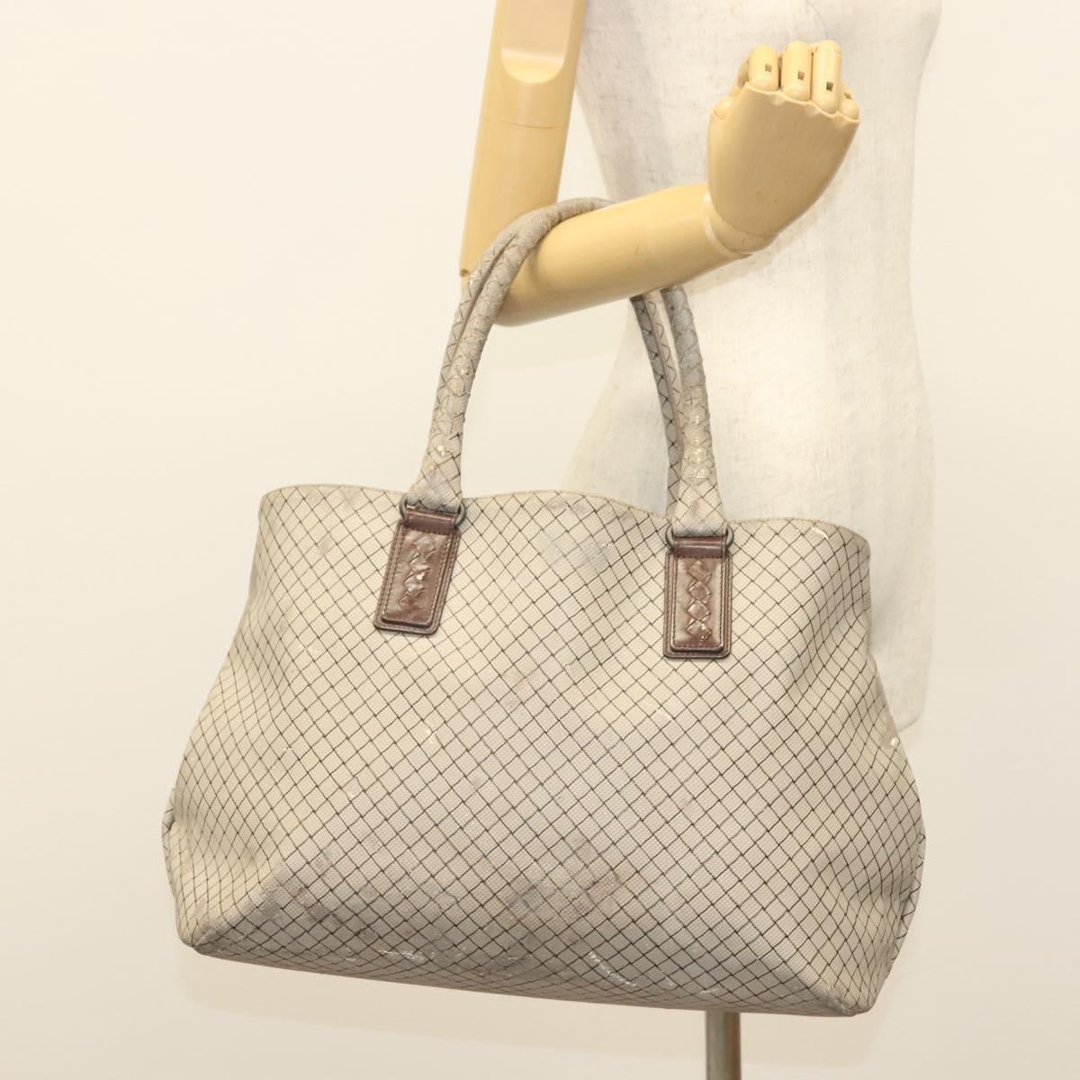 BOTTEGA VENETA Tote Bag PVC Leather Gray Auth bs28782