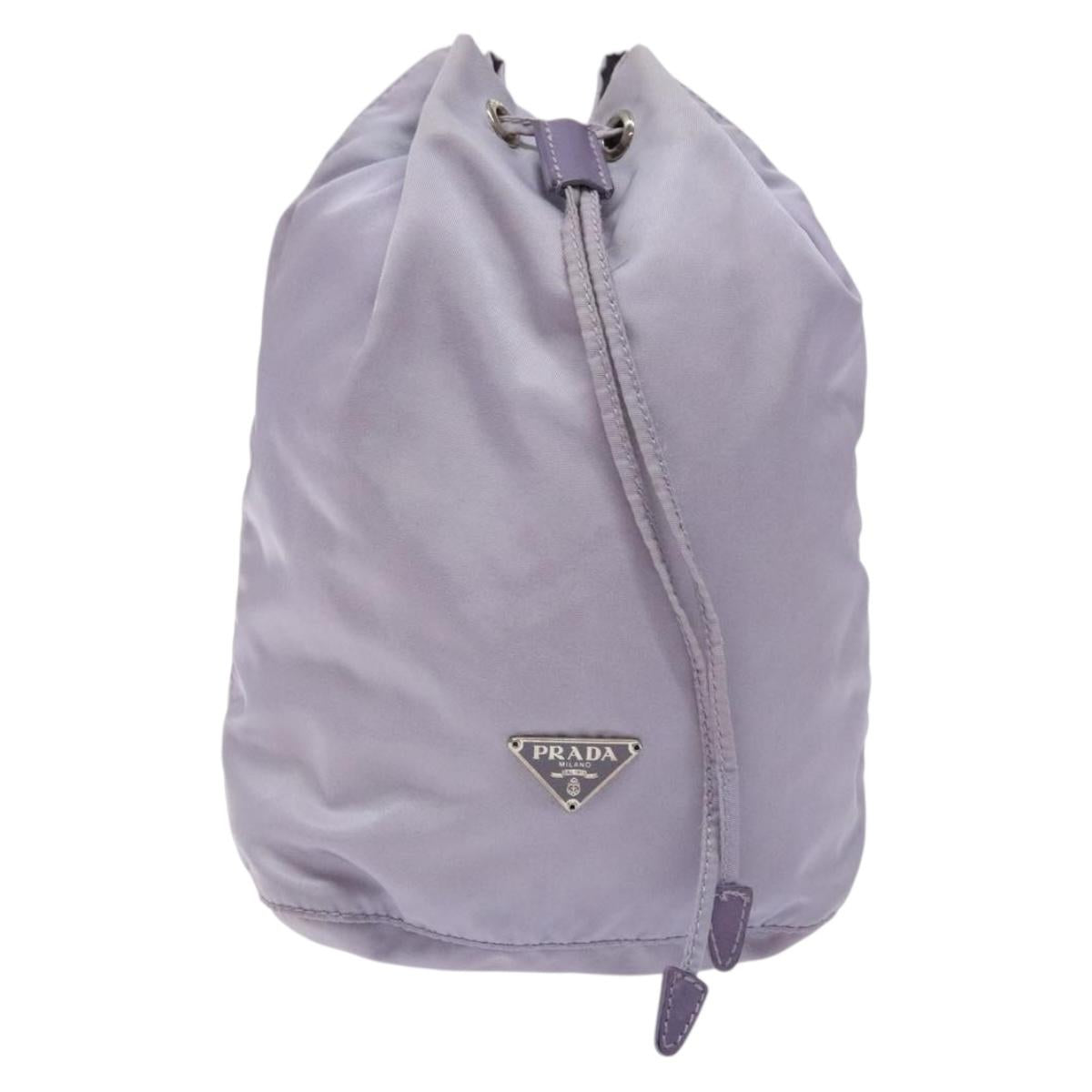 PRADA Purse Pouch Nylon Purple Silver Auth bs28790