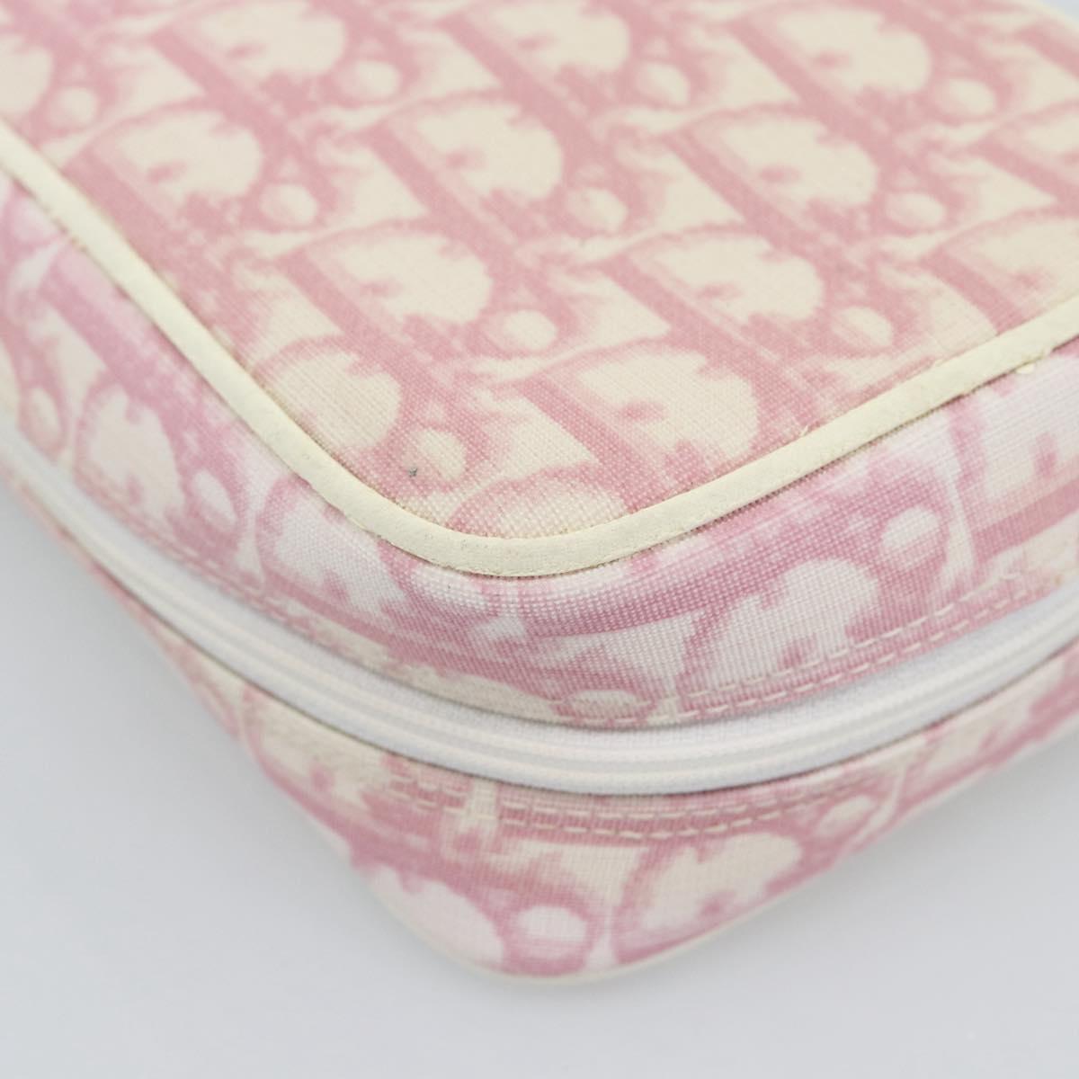 Christian Dior Trotter Canvas Pouch PVC Pink Silver Auth bs28794