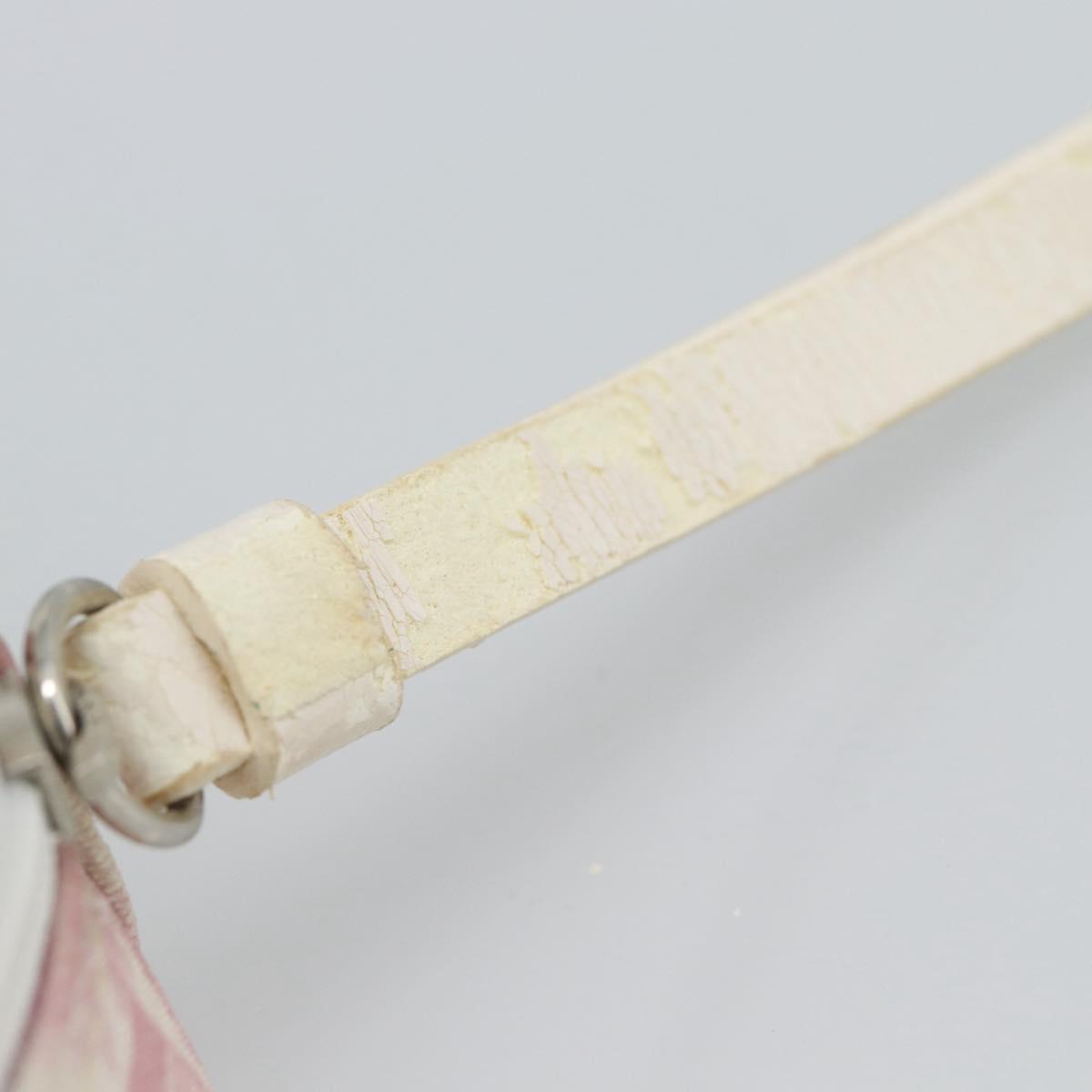 Christian Dior Trotter Canvas Pouch PVC Pink Silver Auth bs28794