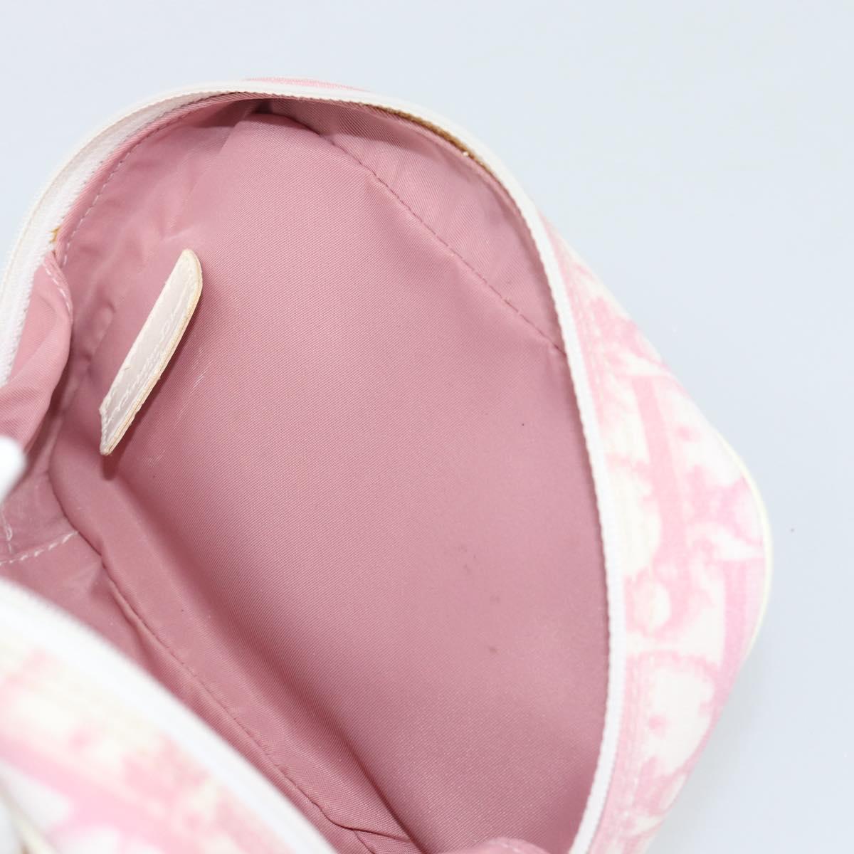 Christian Dior Trotter Canvas Pouch PVC Pink Silver Auth bs28794