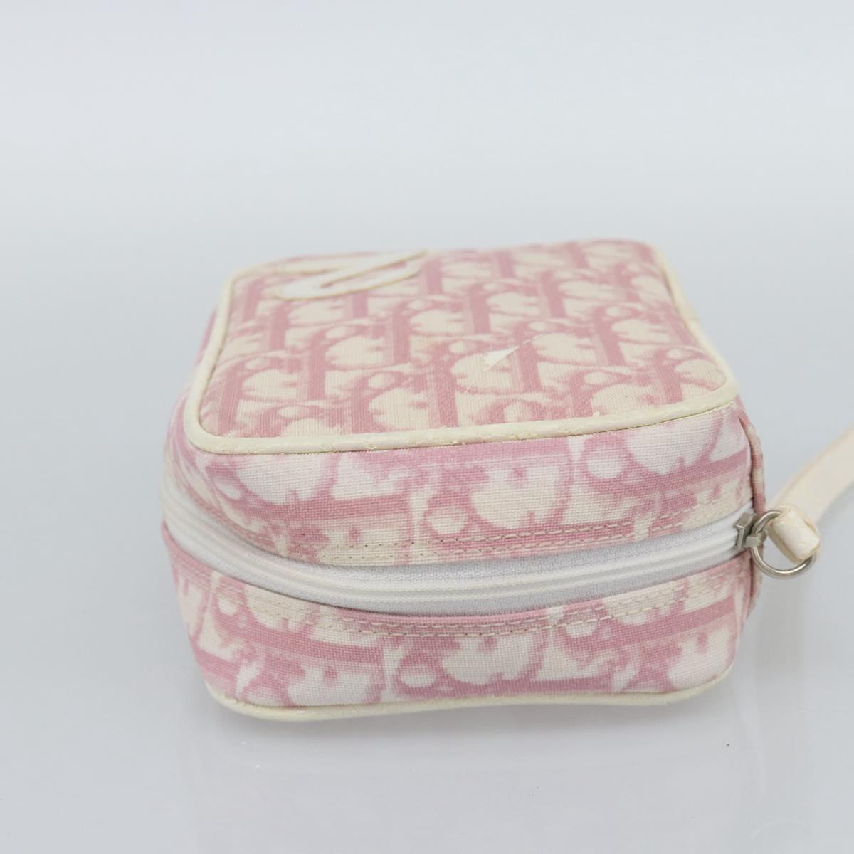 Christian Dior Trotter Canvas Pouch PVC Pink Silver Auth bs28794