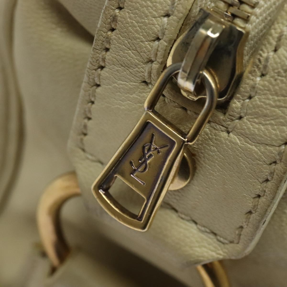 SAINT LAURENT Tote Bag Leather Beige Gold 169366 Auth bs28797