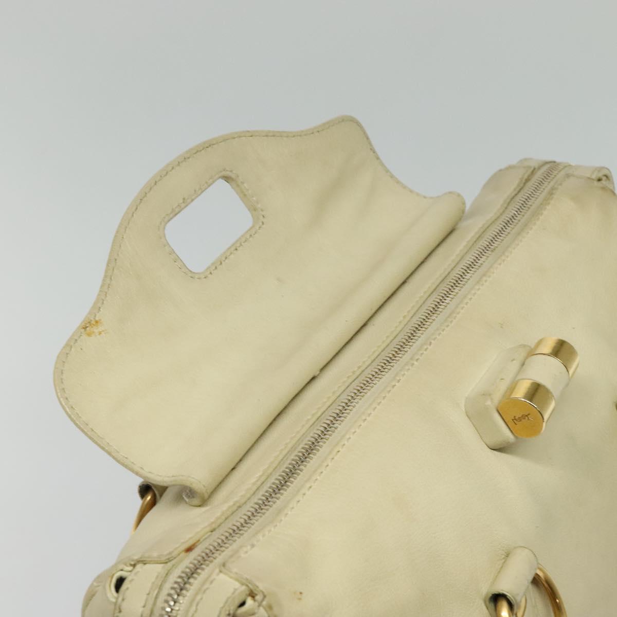 SAINT LAURENT Tote Bag Leather Beige Gold 169366 Auth bs28797
