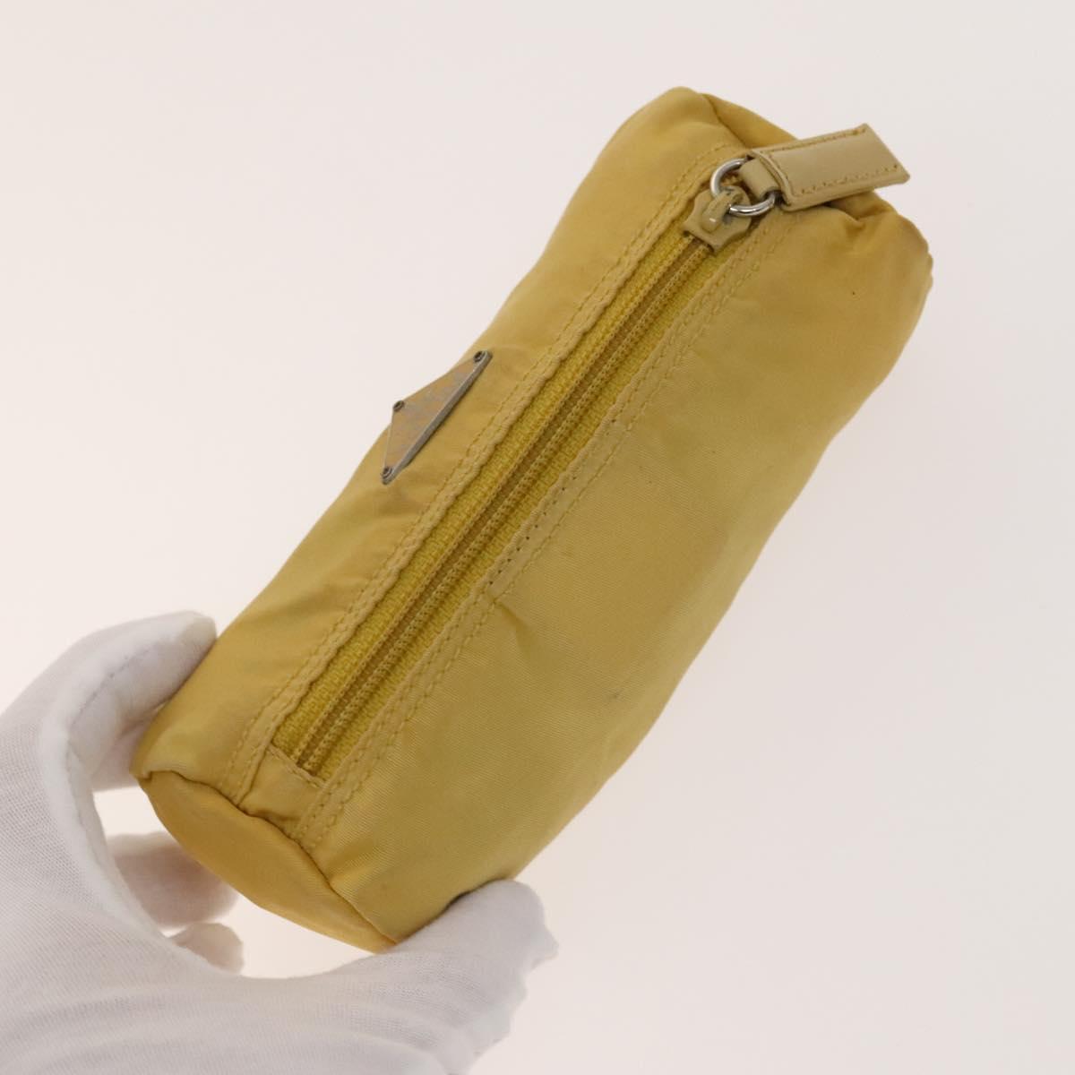 PRADA Pouch Nylon 4Set Black Pink yellow Auth bs28799