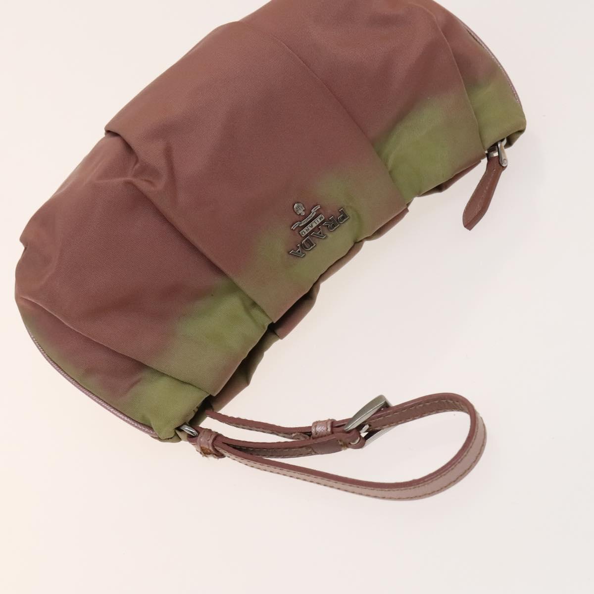 PRADA Pouch Nylon 4Set Black Pink yellow Auth bs28799