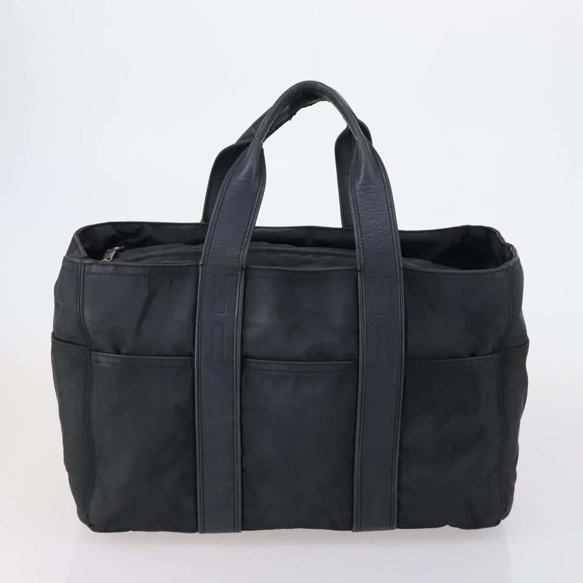 HERMES Tote Bag Canvas 2 Set Black Auth bs28801