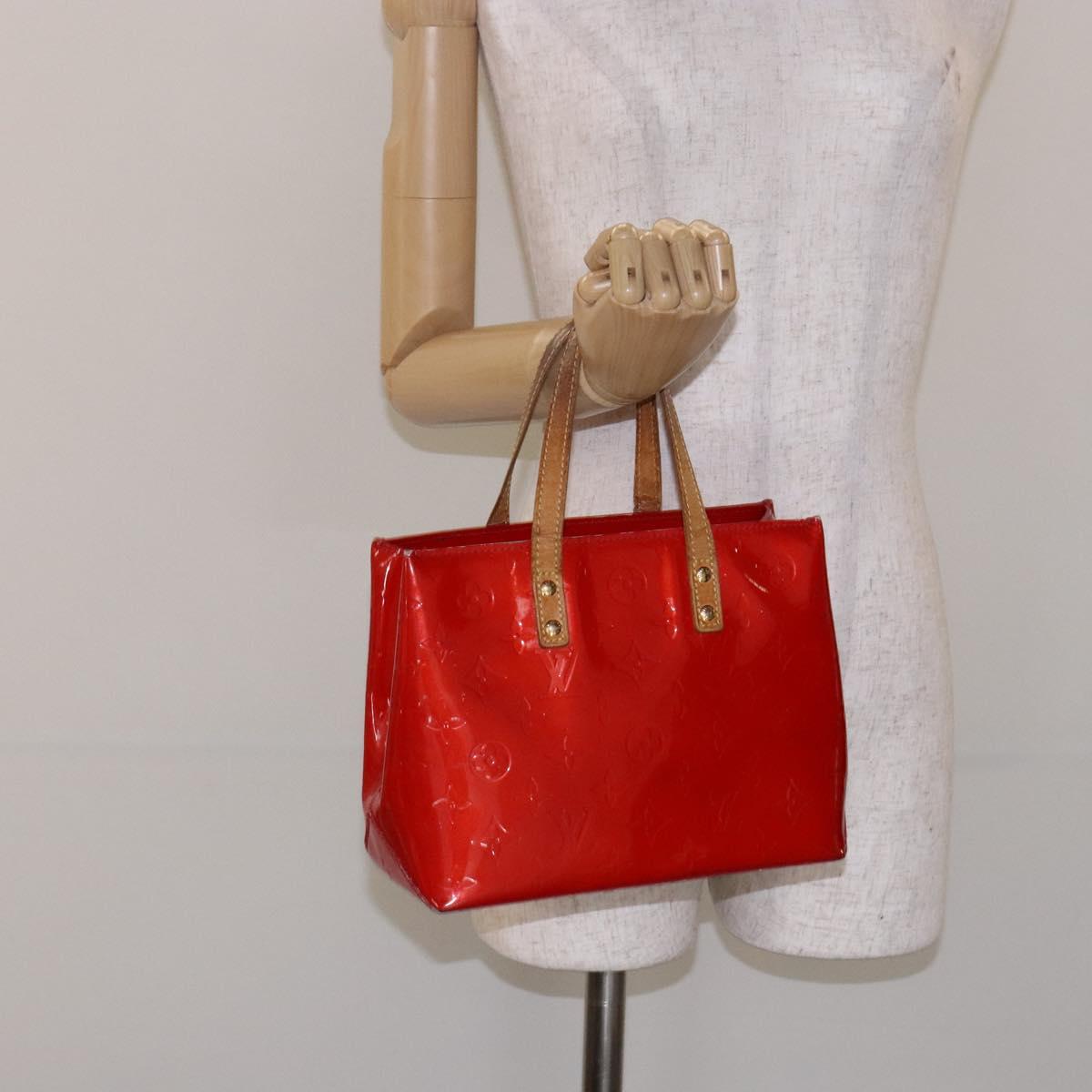 LOUIS VUITTON Monogram Vernis Reade PM Hand Bag Red Rouge M91088 LV Auth bs28806
