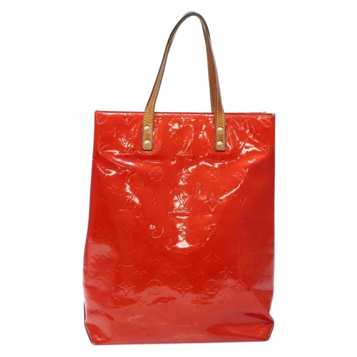 LOUIS VUITTON Monogram Vernis Reade MM Hand Bag Red Rouge M91086 LV Auth bs28811