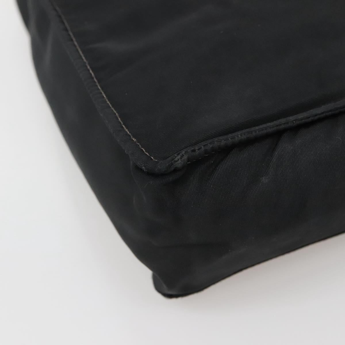 CHANEL Hand Bag Nylon Black Gold CC Auth bs28849