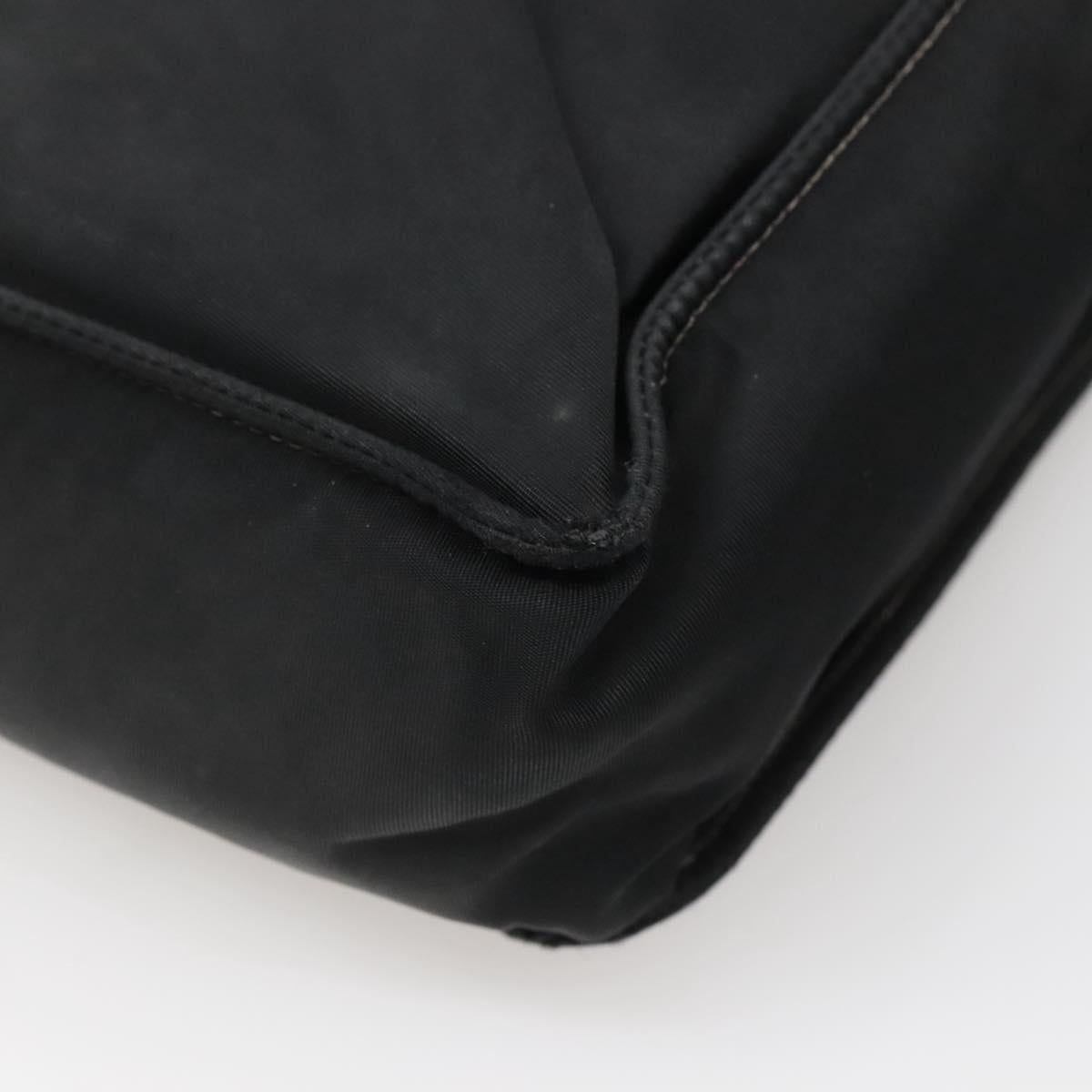 CHANEL Hand Bag Nylon Black Gold CC Auth bs28849