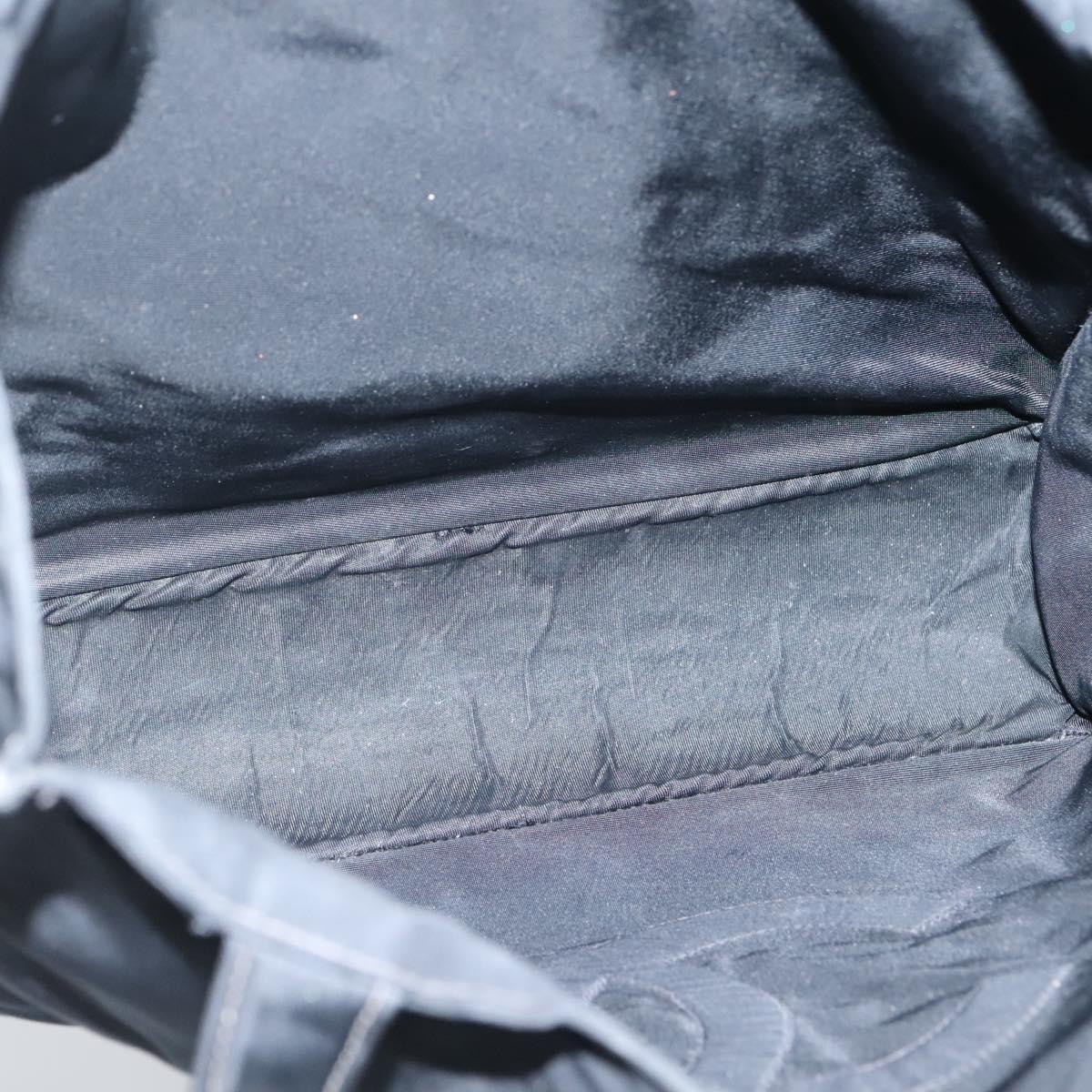 CHANEL Hand Bag Nylon Black Gold CC Auth bs28849